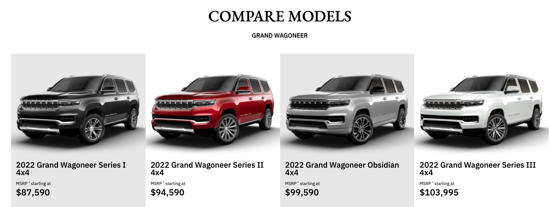Compare Grand Wagoneer models in batavia new york