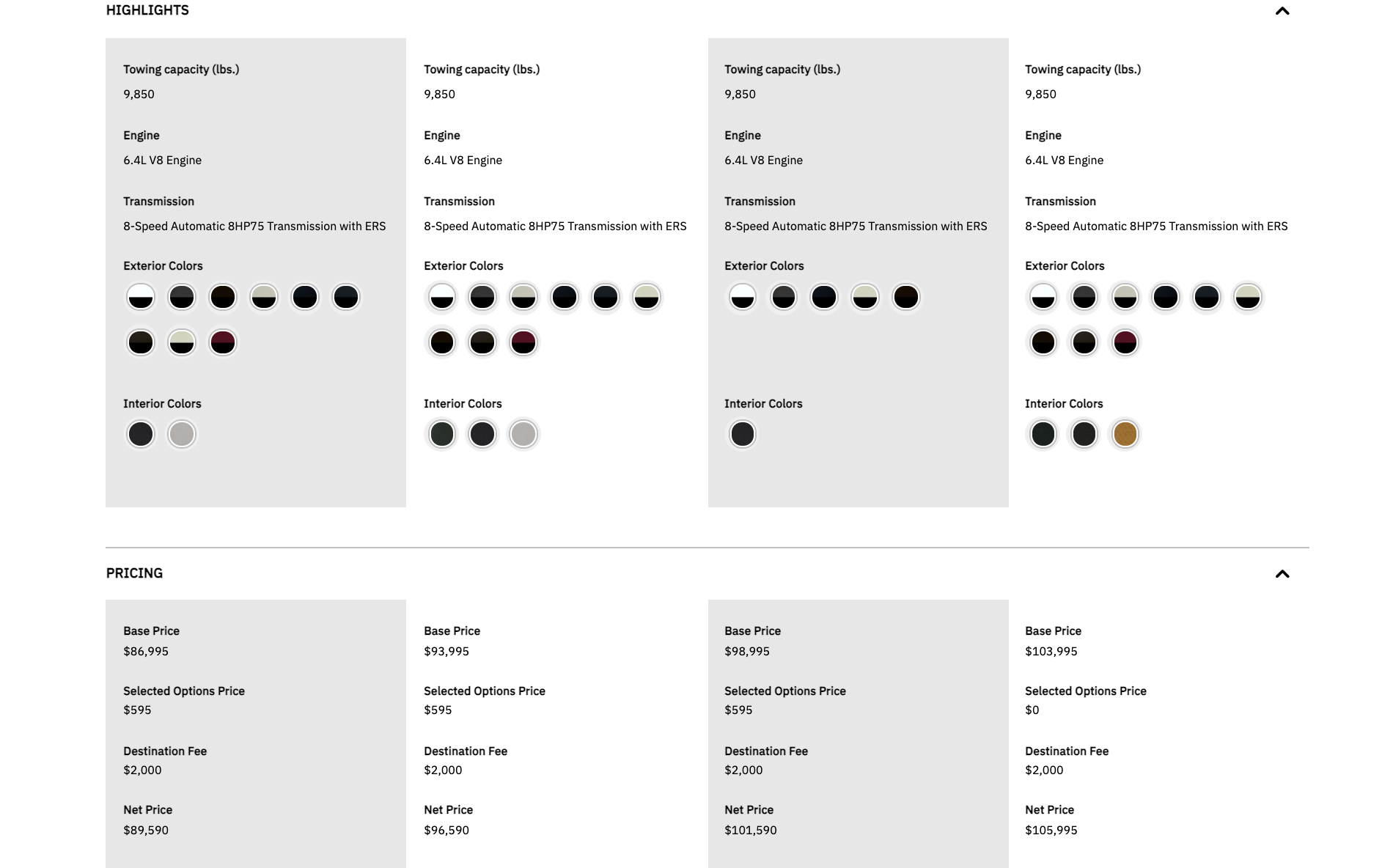 compare grand wagoneer batavia colors