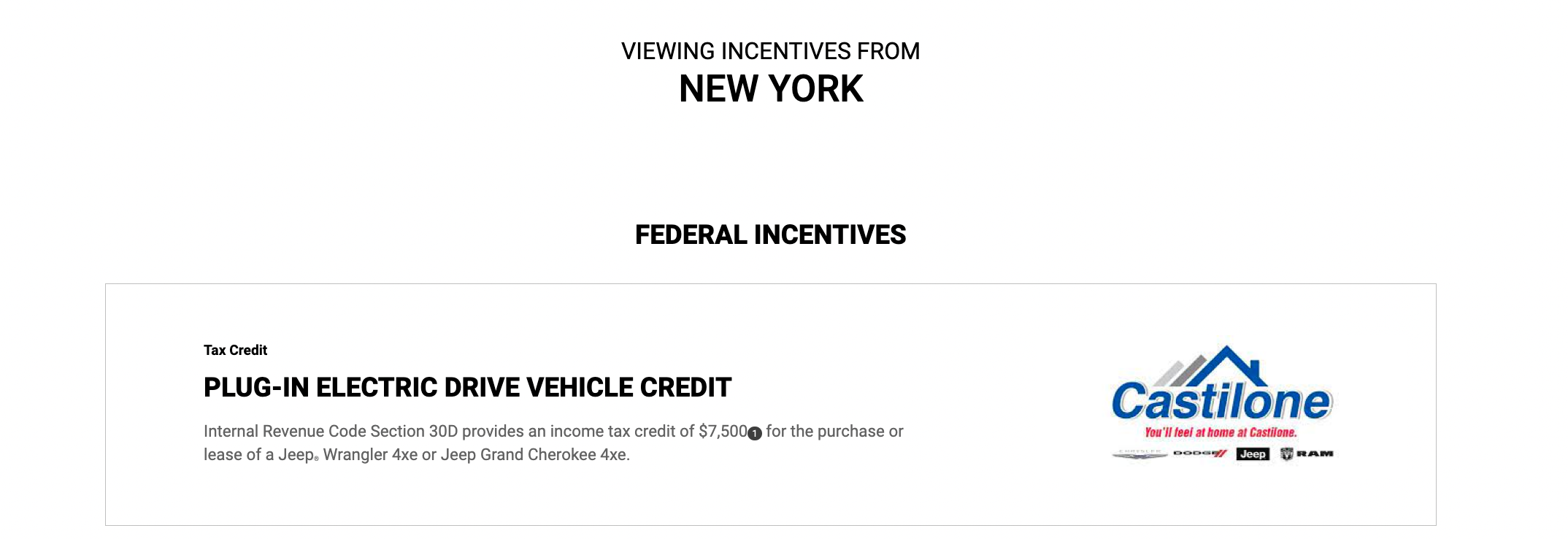 JEEP WRANGLER 4XE NEW YORK TAX CREDIT INCENTIVES | Castilone Jeep Batavia, NY
